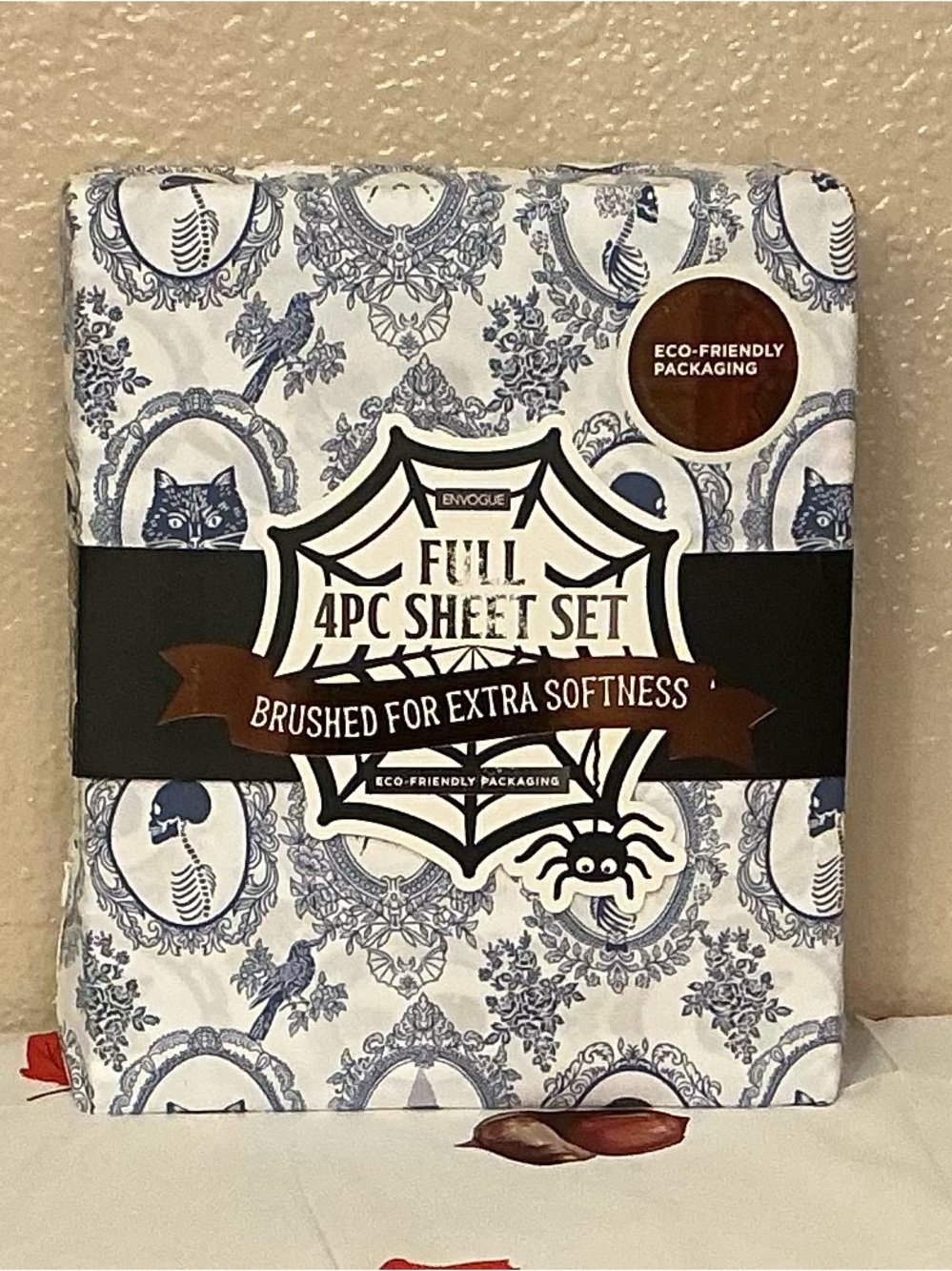 Envogue Halloween Toile Cameo Skeleton Full Sheet Set